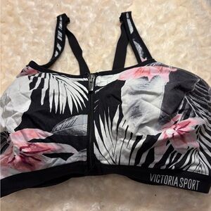 Victoria's Secret Black and Pink Tropical Sports Bra